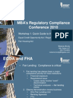 MBA's Regulatory Compliance Conference 2010: Workshop 1: Quick Guide To The Alphabet Soup