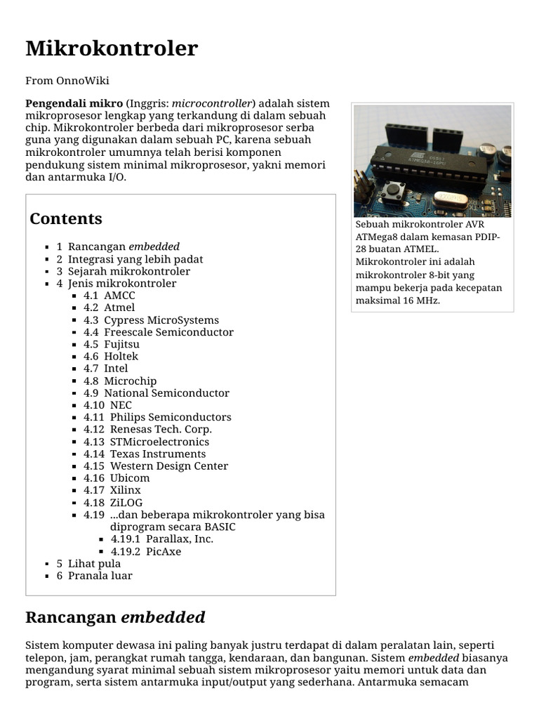 Mikrokontroler ATMega8: Spesifikasi & Fungsi | PDF