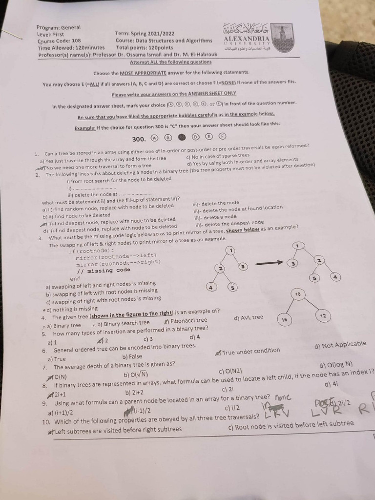 Data Structures Alex Final Exam 2022 | PDF