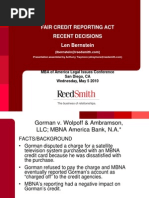 Fair Credit Reporting Act Recent Decisions Len Bernstein