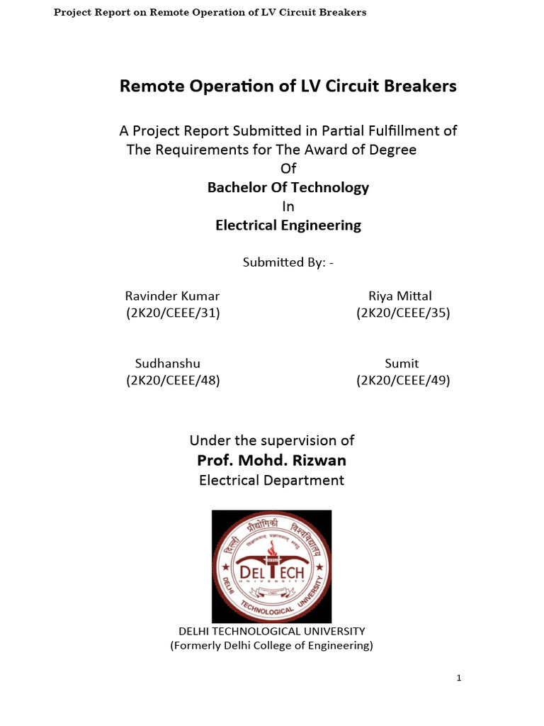 Remote Operation of LV Circuit Breakers | PDF | Power Supply | Electric ...