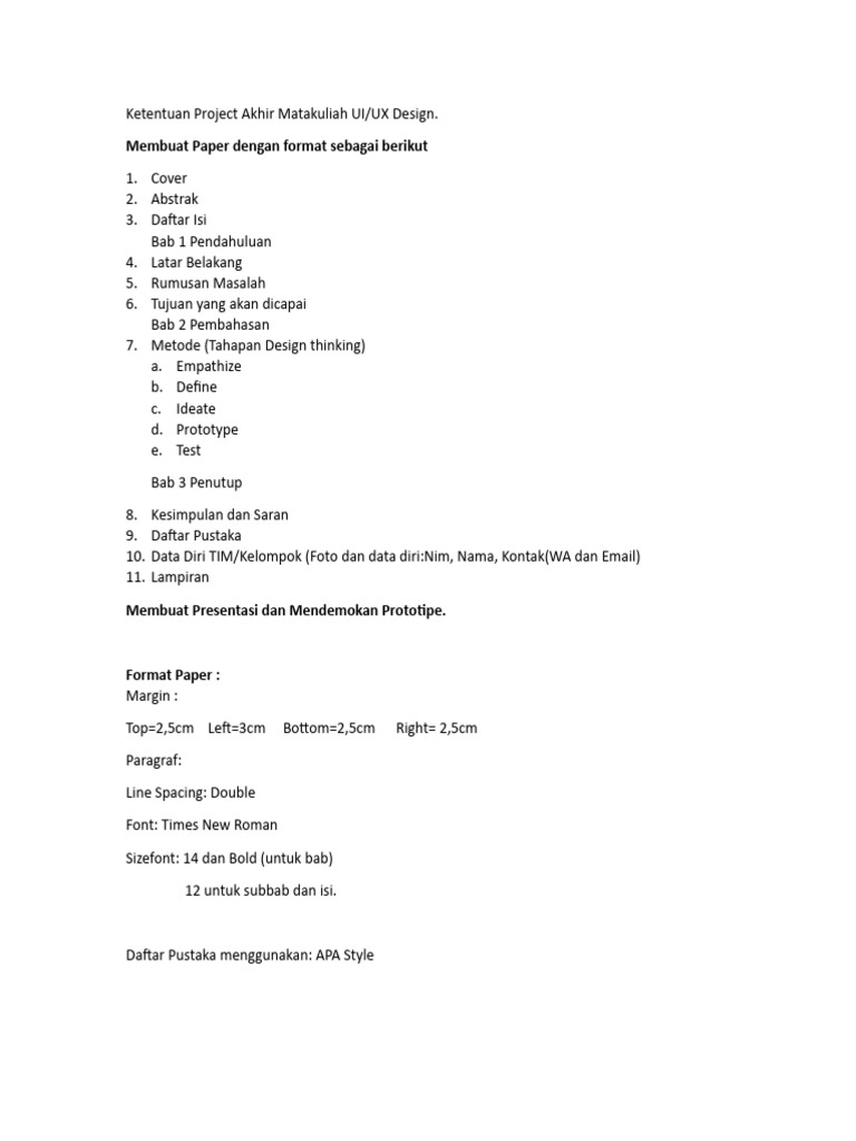 Panduan Project Akhir UI/UX Design | PDF