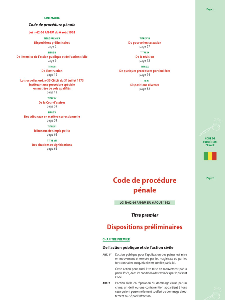 Code de Procédure Pénale Malien | PDF | Délai de prescription | Juge