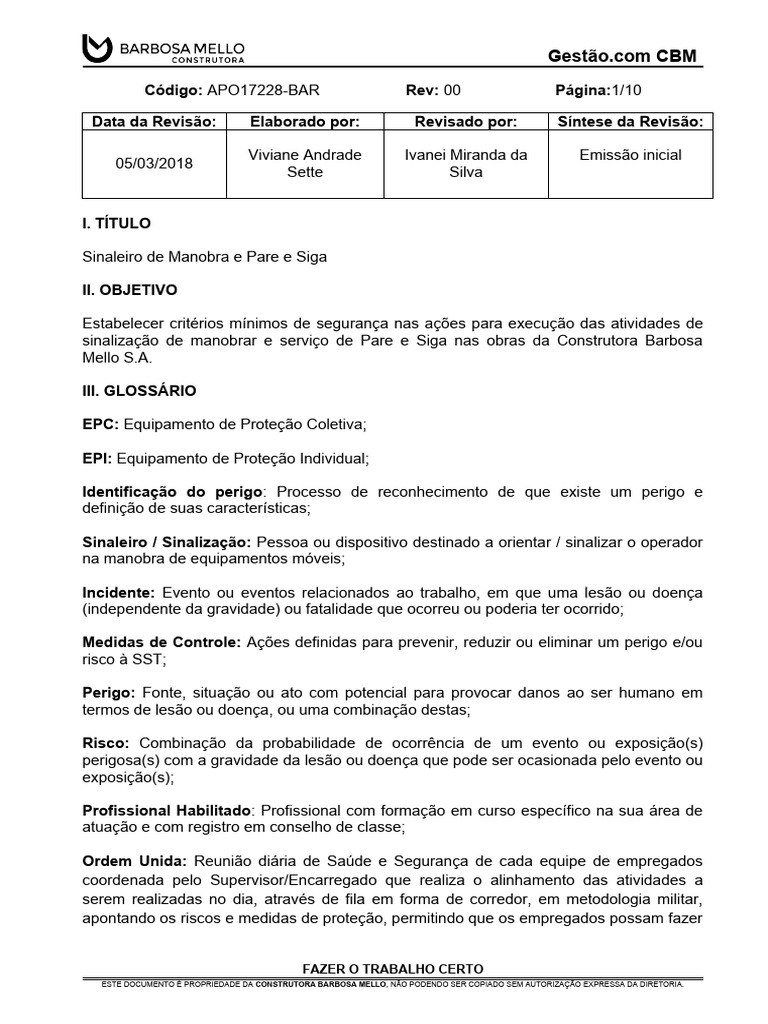 Sinalização de Manobra e Pare e Siga | PDF | Comunicação | Desperdício