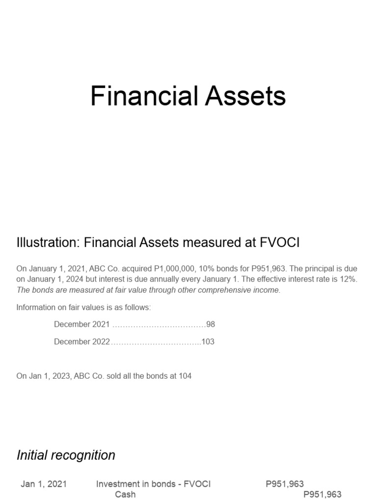Financial Assets: FVOCI Bonds Analysis | PDF | Interest | Investing