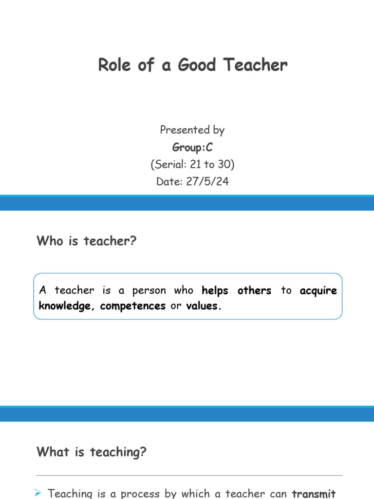 Role of A Good Teacher | PDF | Career & Growth