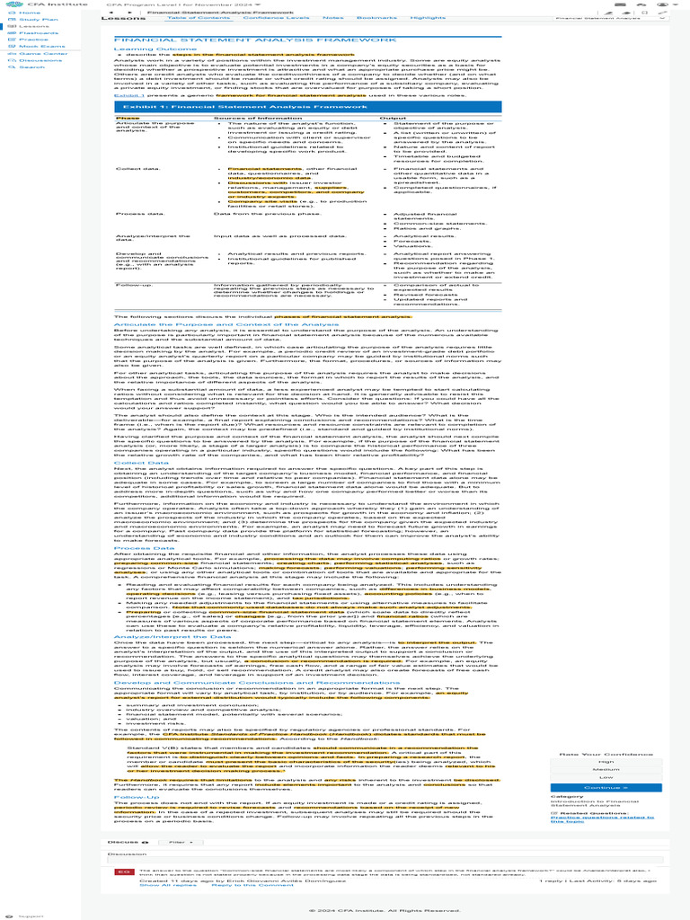 Financial Statement Analysis Framework PDF Financial Analyst