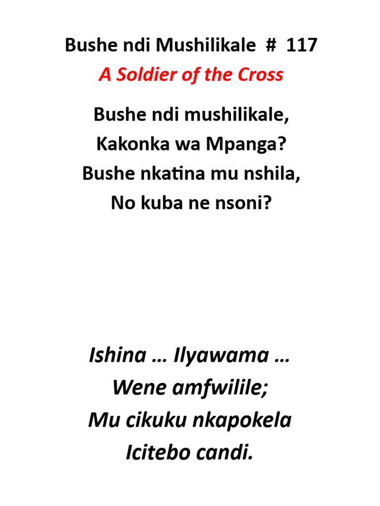Bushe ndi Mushilikale Hymn Lyrics | PDF | Religion & Spirituality