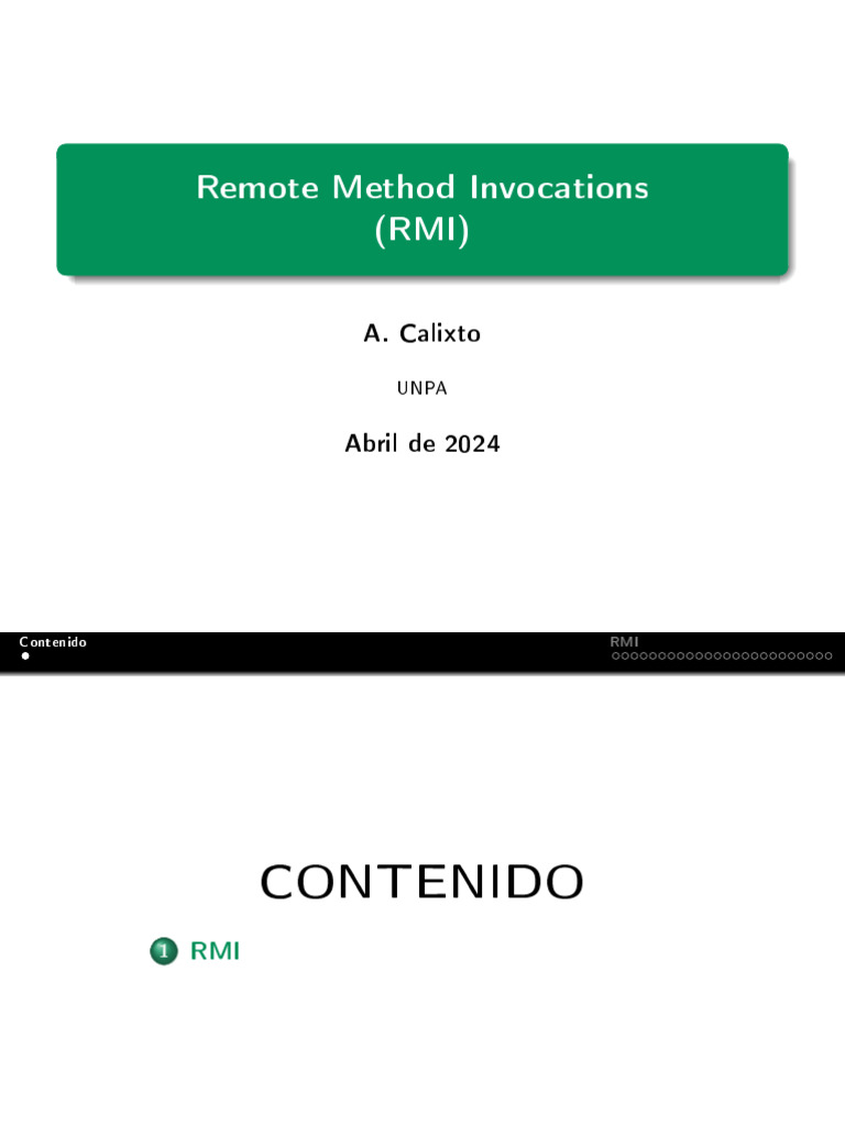 Remote Method Invocations (RMI) : A. Calixto | PDF | Java (lenguaje de ...