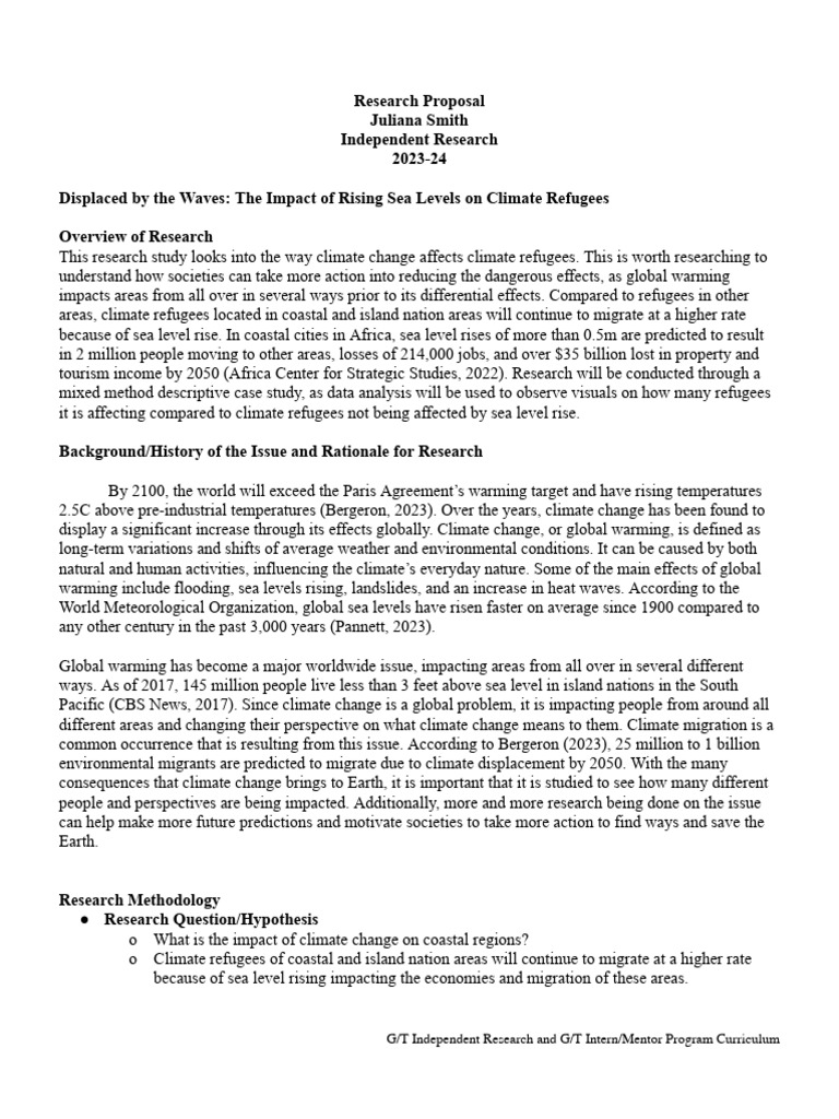 Smith Research Proposal | PDF | Climate Change | Sea Level Rise