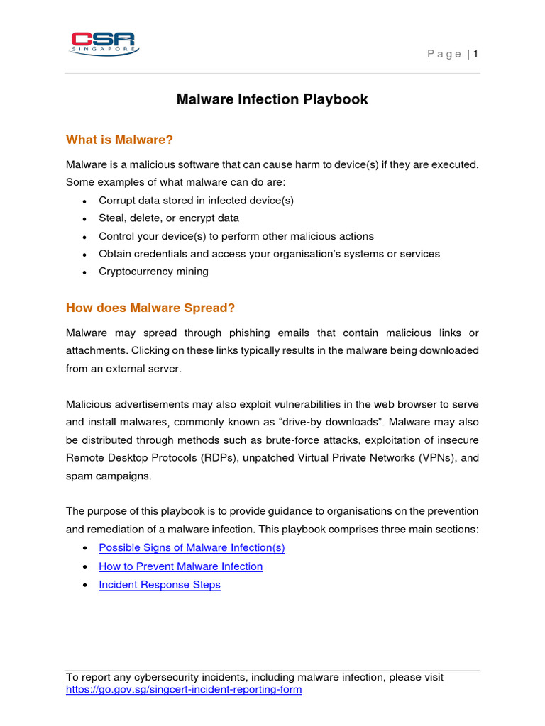 Playbook For Malware Infection Download Free PDF Malware Ransomware