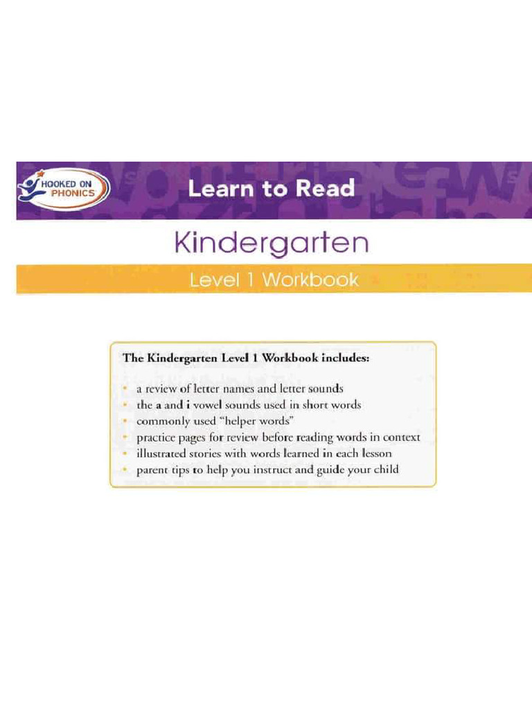 Hooked To Phonics Kindergarten Level 1,2 | PDF