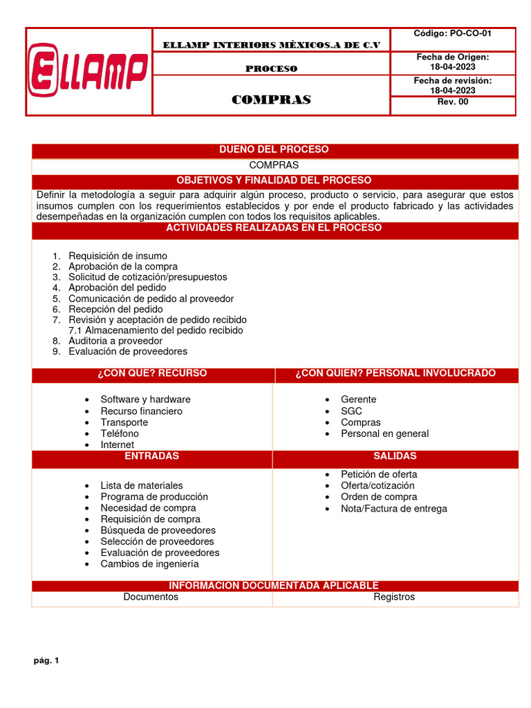 Proceso de Compras | Descargar gratis PDF | Auditoría | Calidad (comercial)