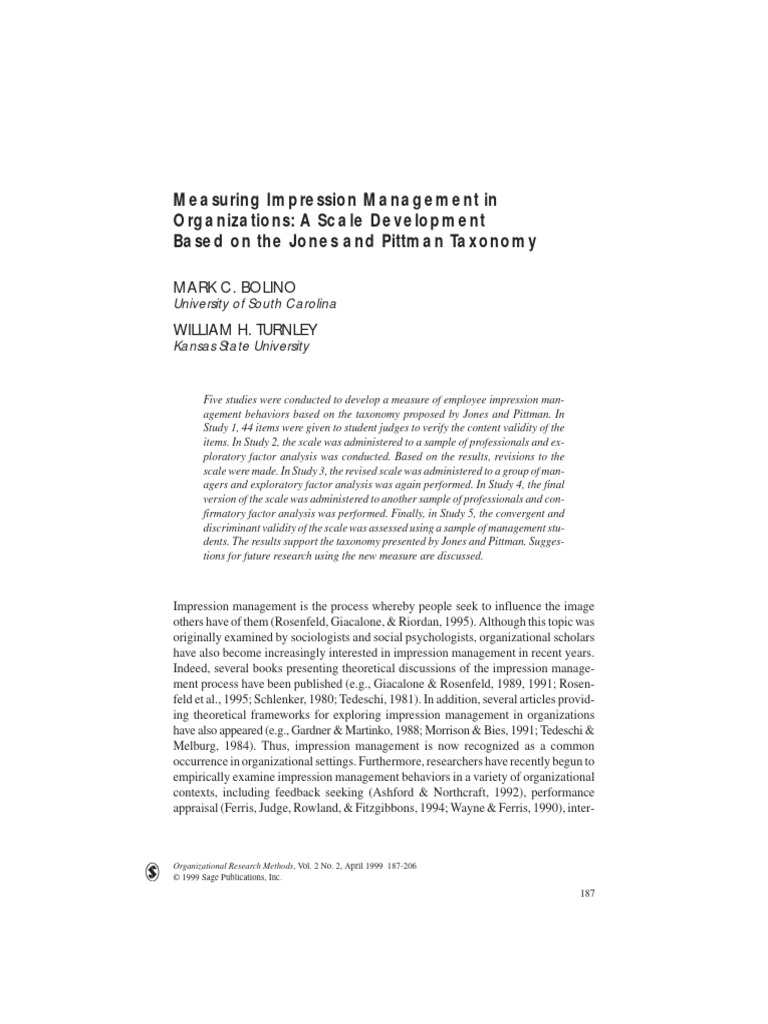 Developing an Impression Management Scale | PDF | Validity (Statistics ...
