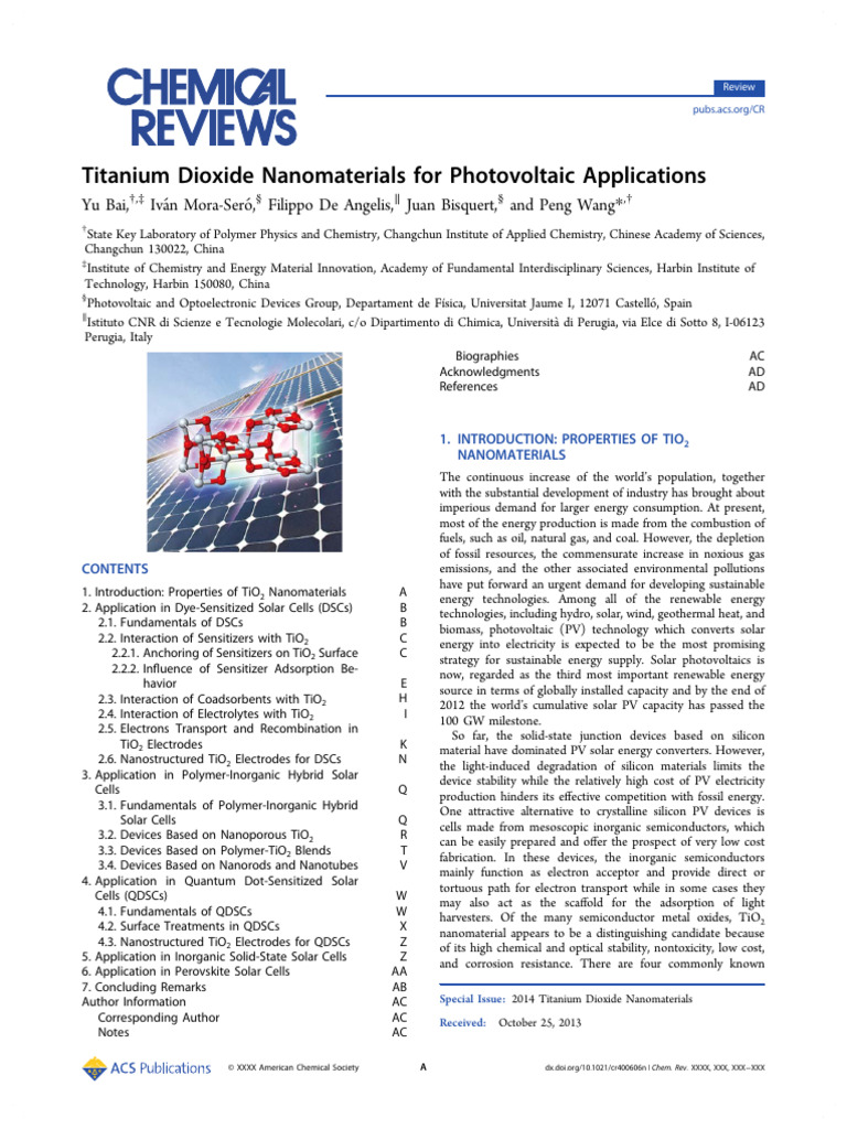 Titanium Dioxide in Solar Cell Technology | PDF | Titanium Dioxide ...