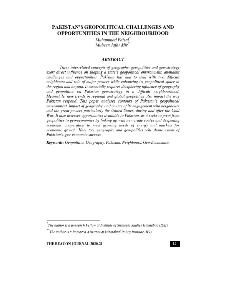 Pakistan's Geopolitical Landscape Analysis | PDF | Pakistan | Afghanistan