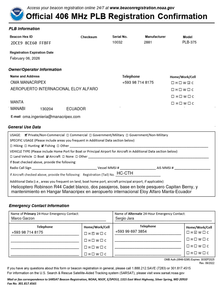 PLB Registration Form | PDF | Telecommunications | Information And ...