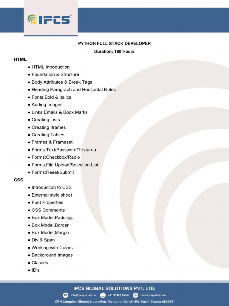 Python Full Stack Developer Syllabus | PDF | Html Element | Python ...