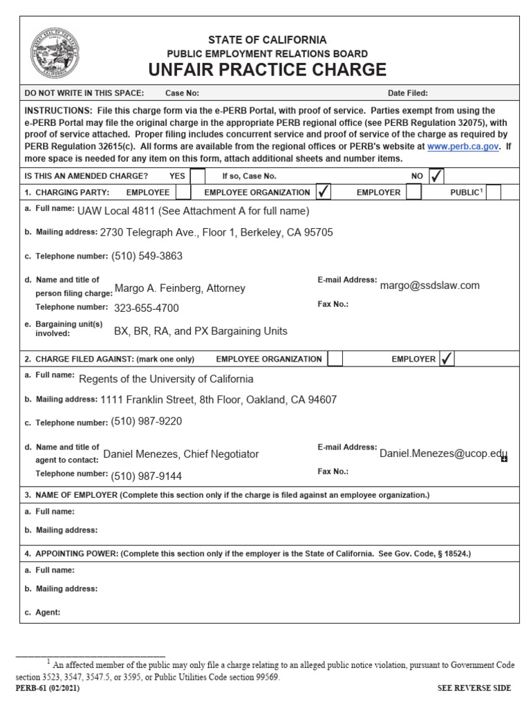 PERB Unfair Labor Practice Charges Initial (2024, 05-03) | PDF ...