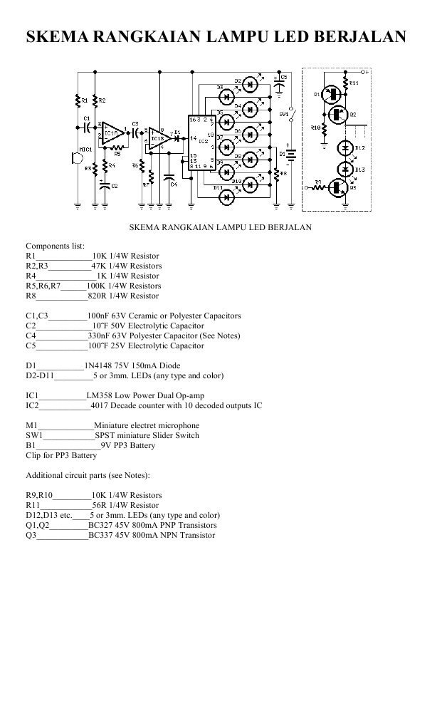 Skema Rangkaian Lampu Led Berjalan | PDF