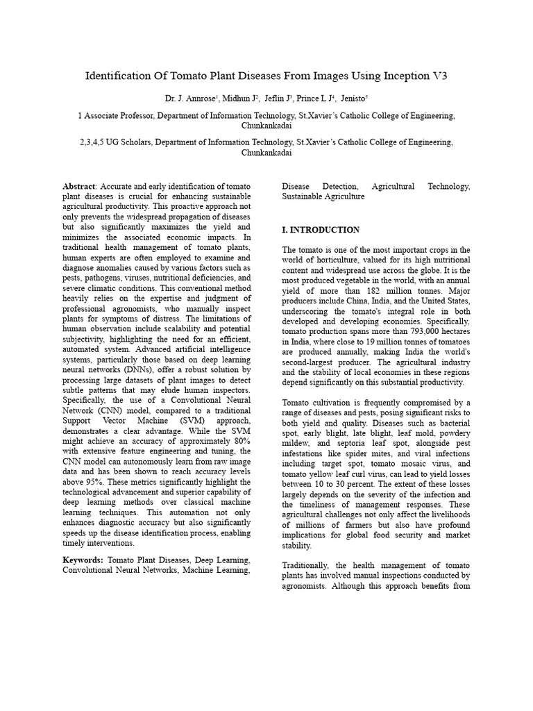 Tomato Disease Detection with Inception V3 | PDF | Deep Learning ...