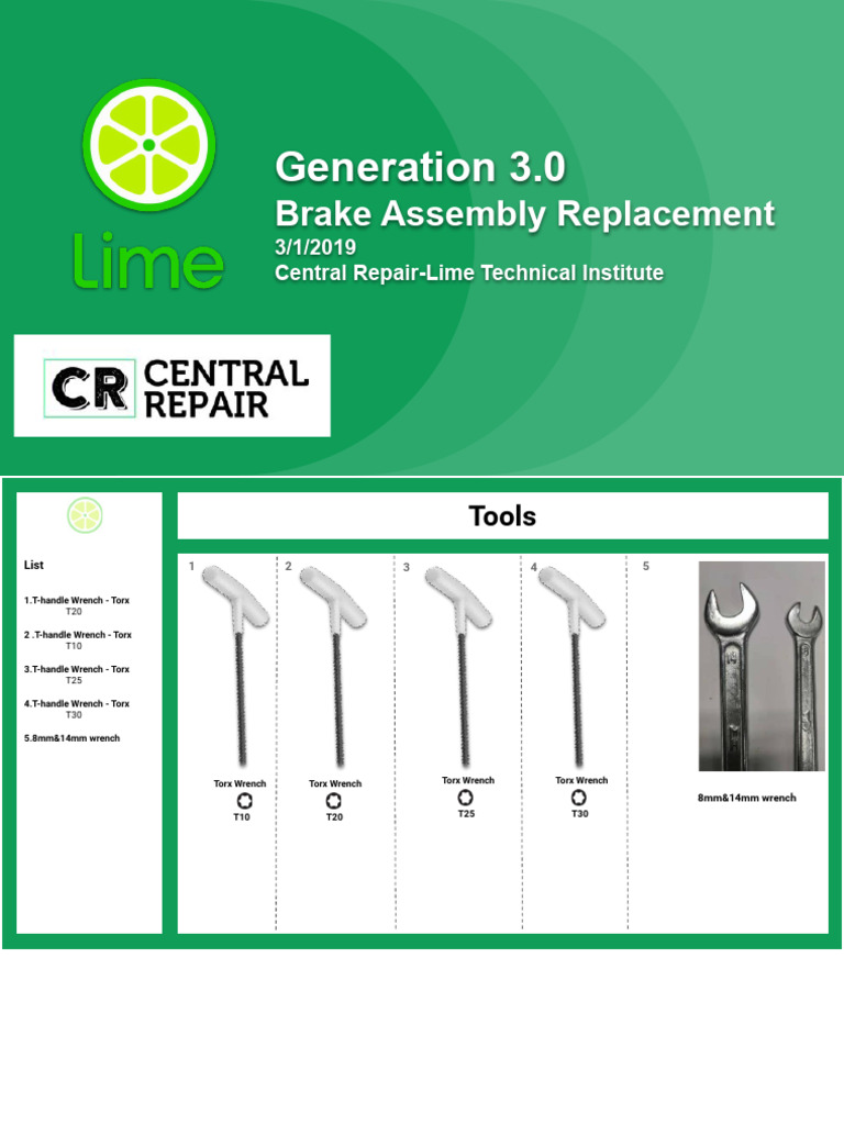 Brake Assembly Replacement Guide | PDF | Mechanical Engineering | Tools