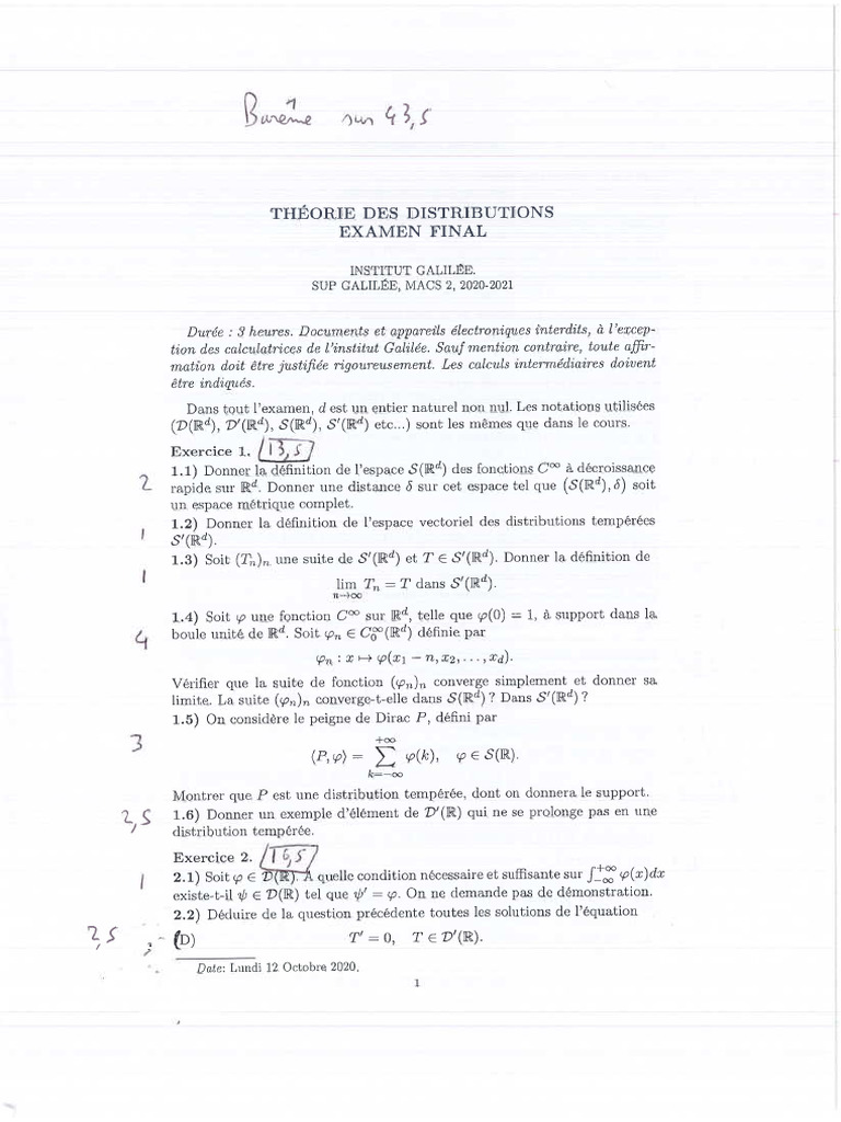 Correction Ex Amen Distribution 2020 | PDF
