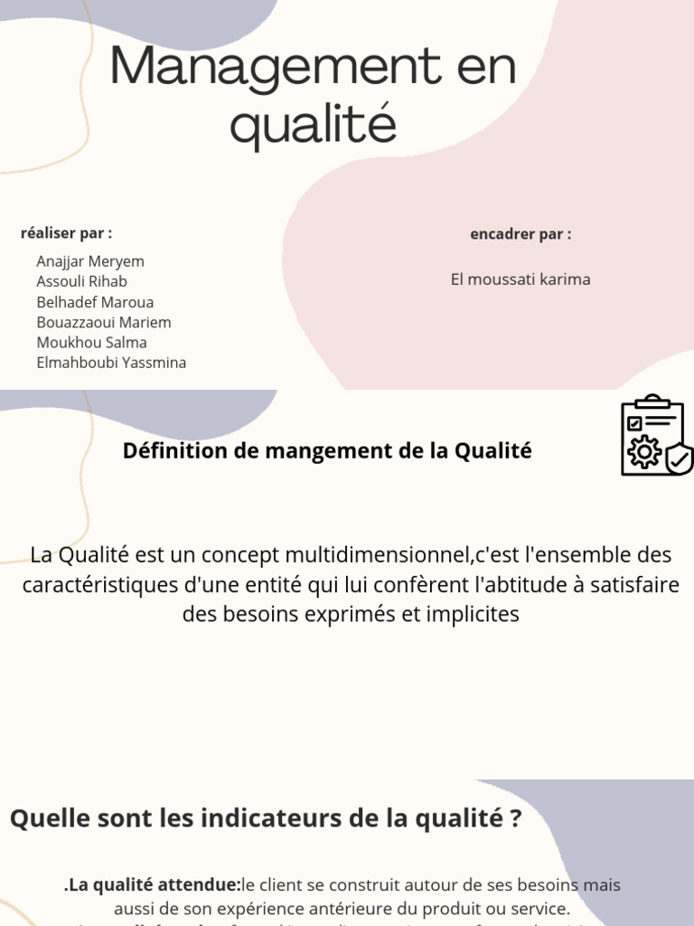 Management de la Qualité : Concepts Clés | PDF | Management de la ...