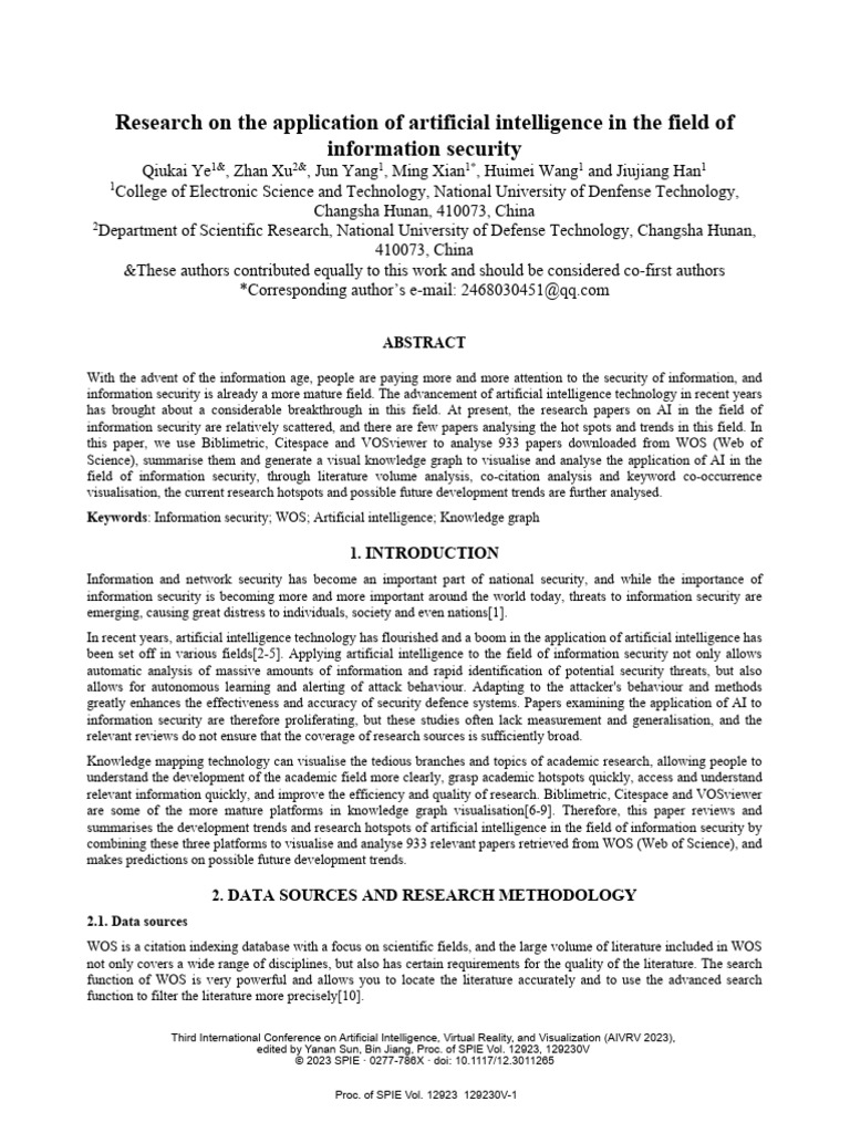 Research on the application of artificial intelligence in the field of