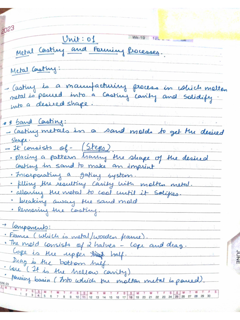 Unit 1 - Metal Casting and Forming Process | PDF