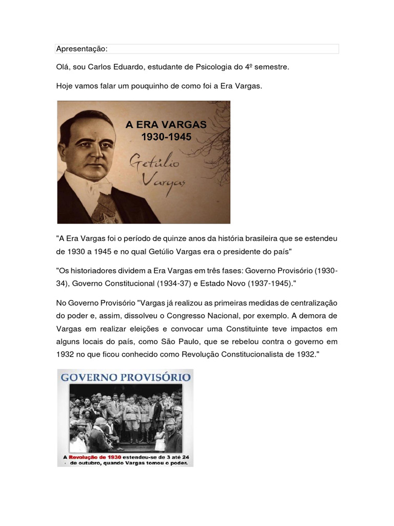 Trabalho Era Vargas 2 Ihu | PDF | Política | História