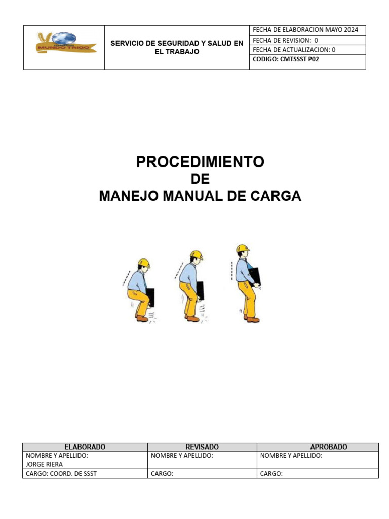 Procedimiento de Manejo de Cargas | PDF | Máquina elevadora | Factores ...