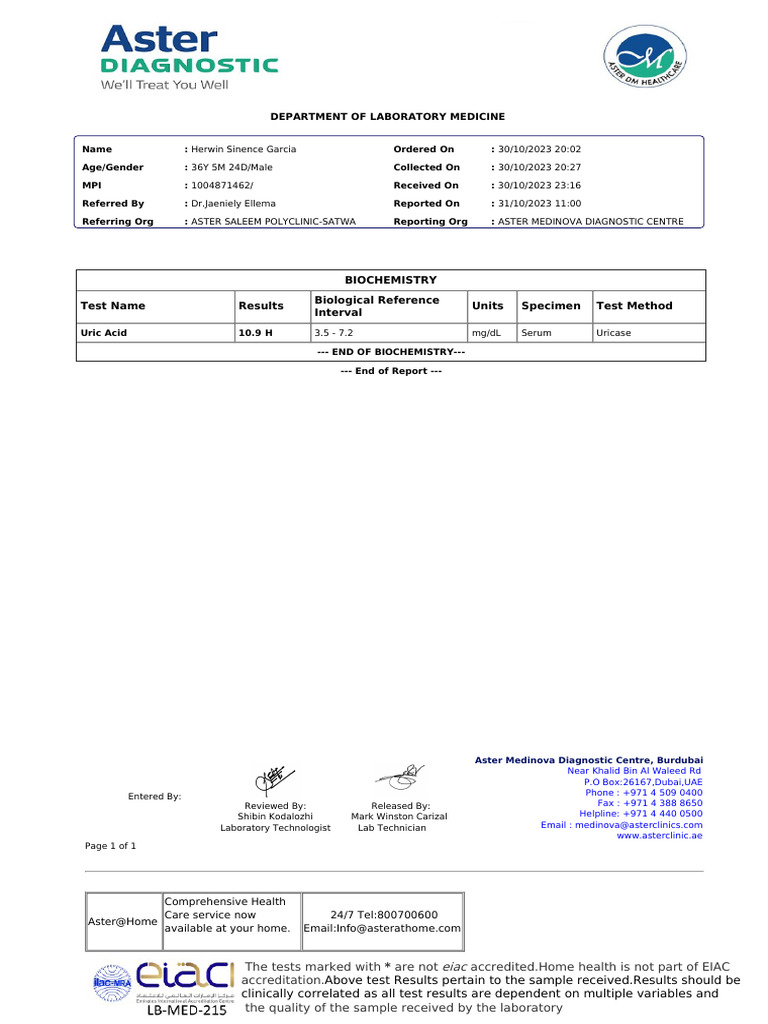 Lab Report 15023778 20231102075753 | PDF | Medical Laboratory | Medical ...