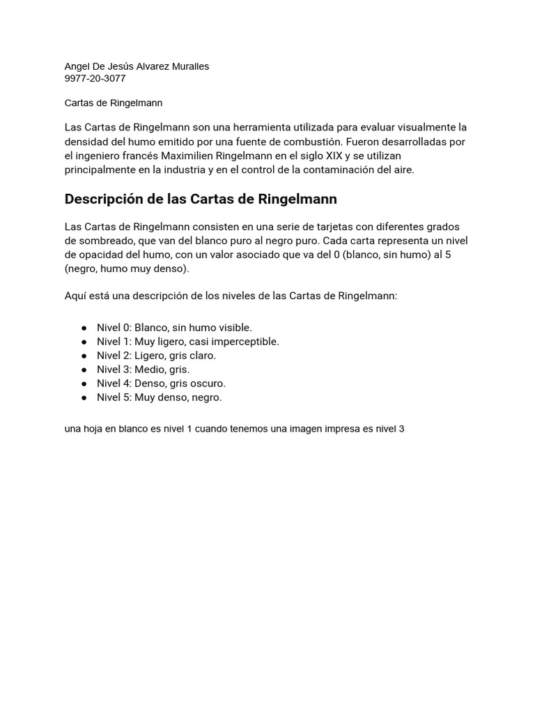 Evaluación de Densidad de Humo: Cartas de Ringelmann | PDF