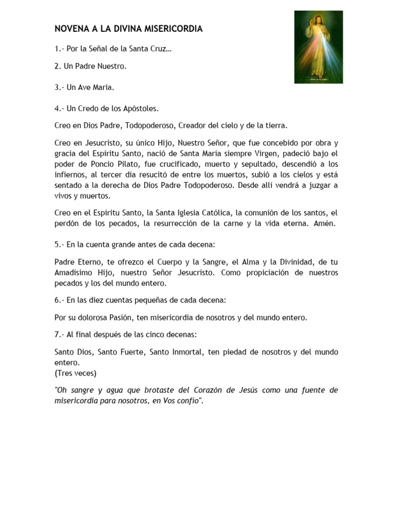 Novena a la Divina Misericordia | PDF | Purgatorio | Dios el padre
