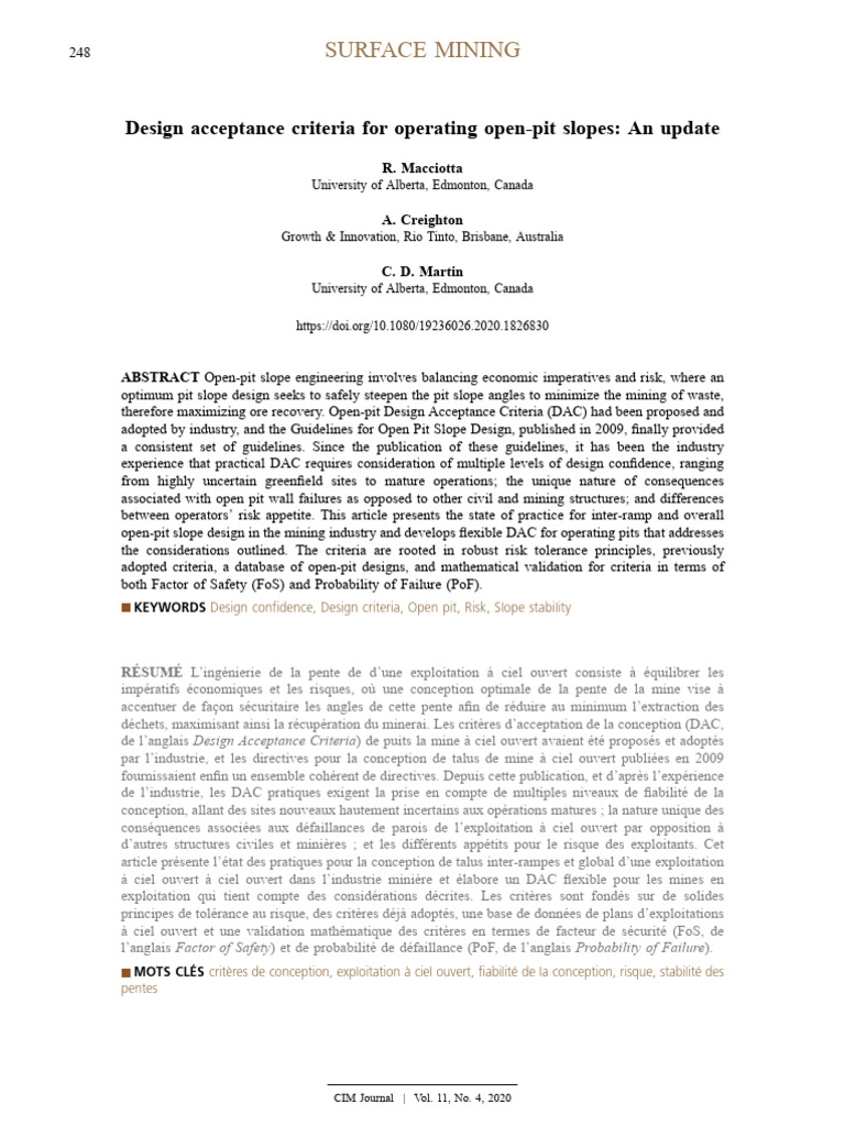 Updated Design Criteria for Open-Pit Slopes | PDF | Monte Carlo Method ...