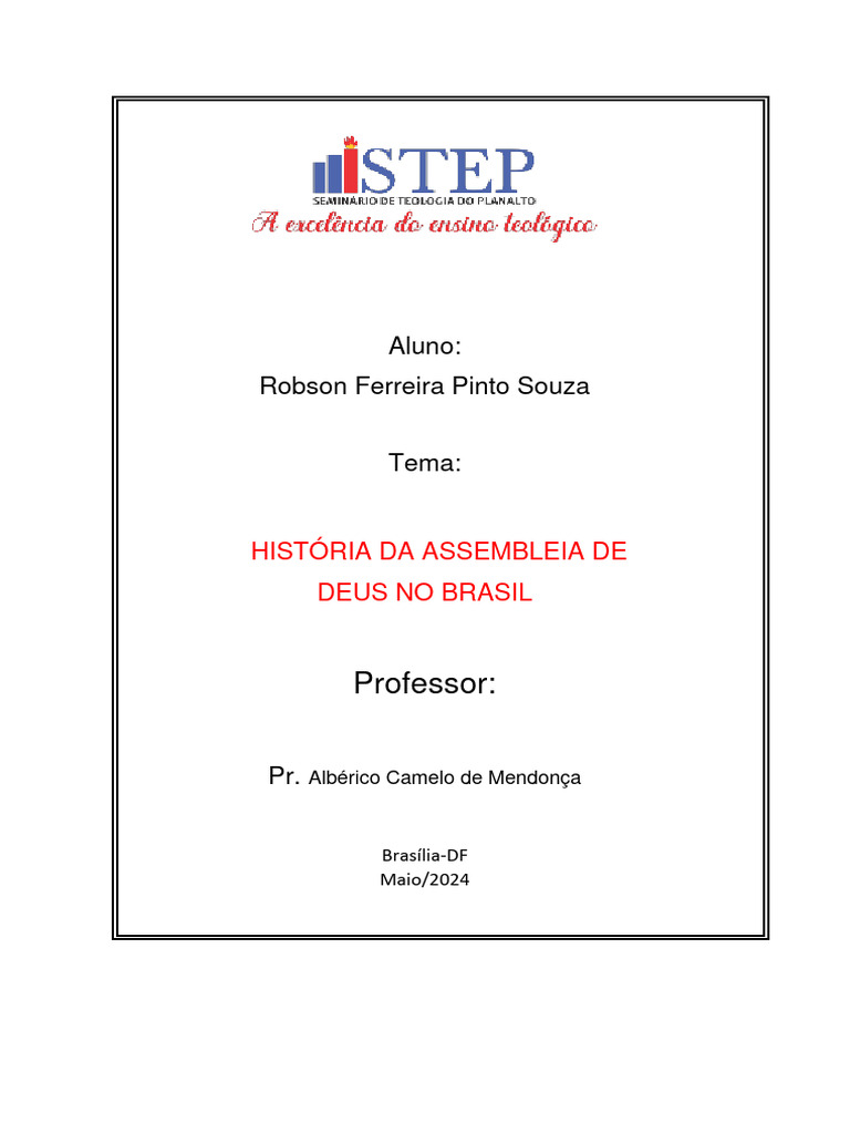 História Da Assembleia De Deus No Brasil Pdf Pentecostalismo