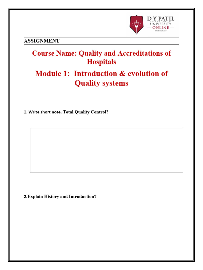 Quality Systems in Hospitals: Overview | PDF | Self-Improvement ...