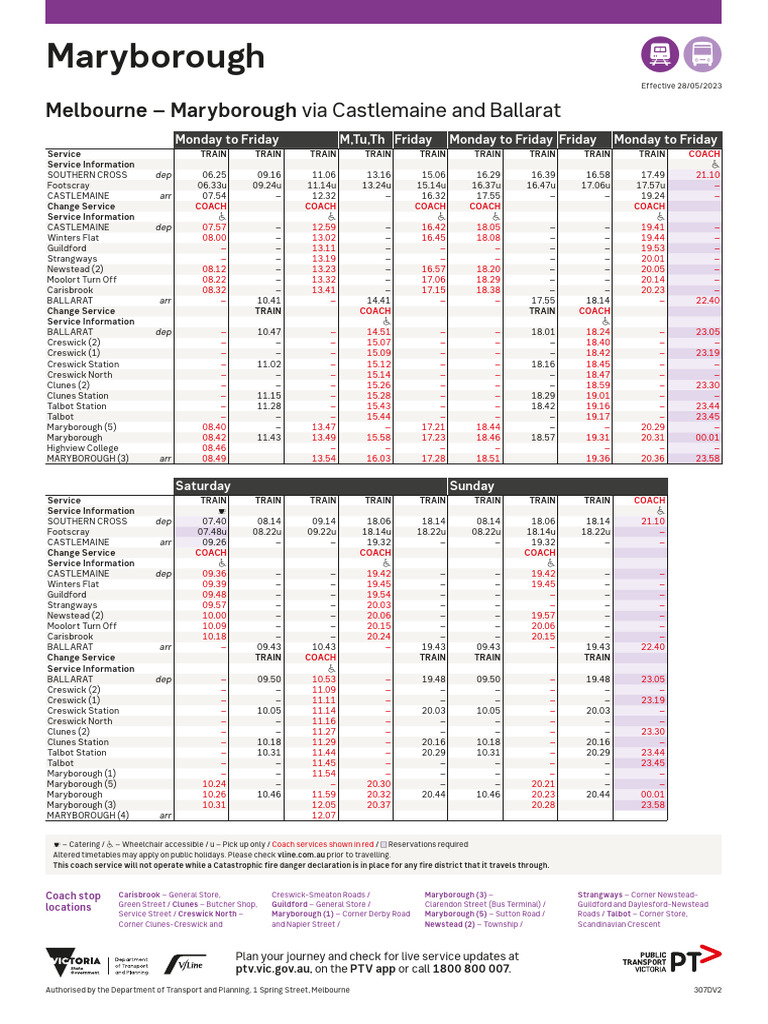Melbourne to Maryborough Transport Schedule | PDF | Rail Infrastructure ...