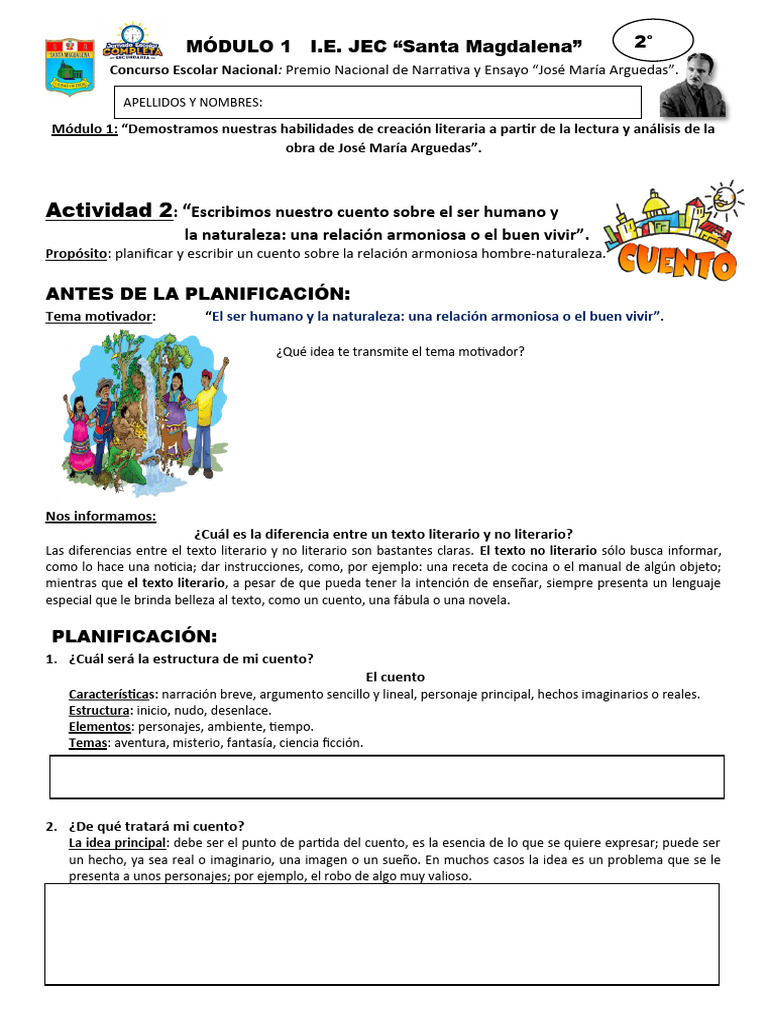 12.2 Escribe Cuento Arguedas | PDF | Cuentos | Narración