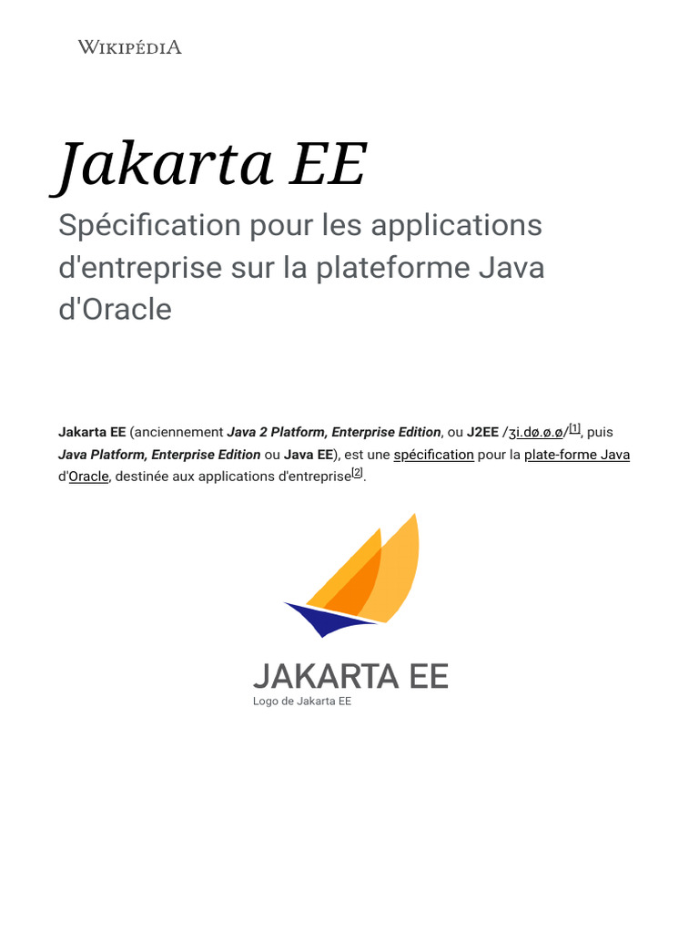 Jakarta EE : Spécifications Java Entreprise | PDF | Java (Langage de ...
