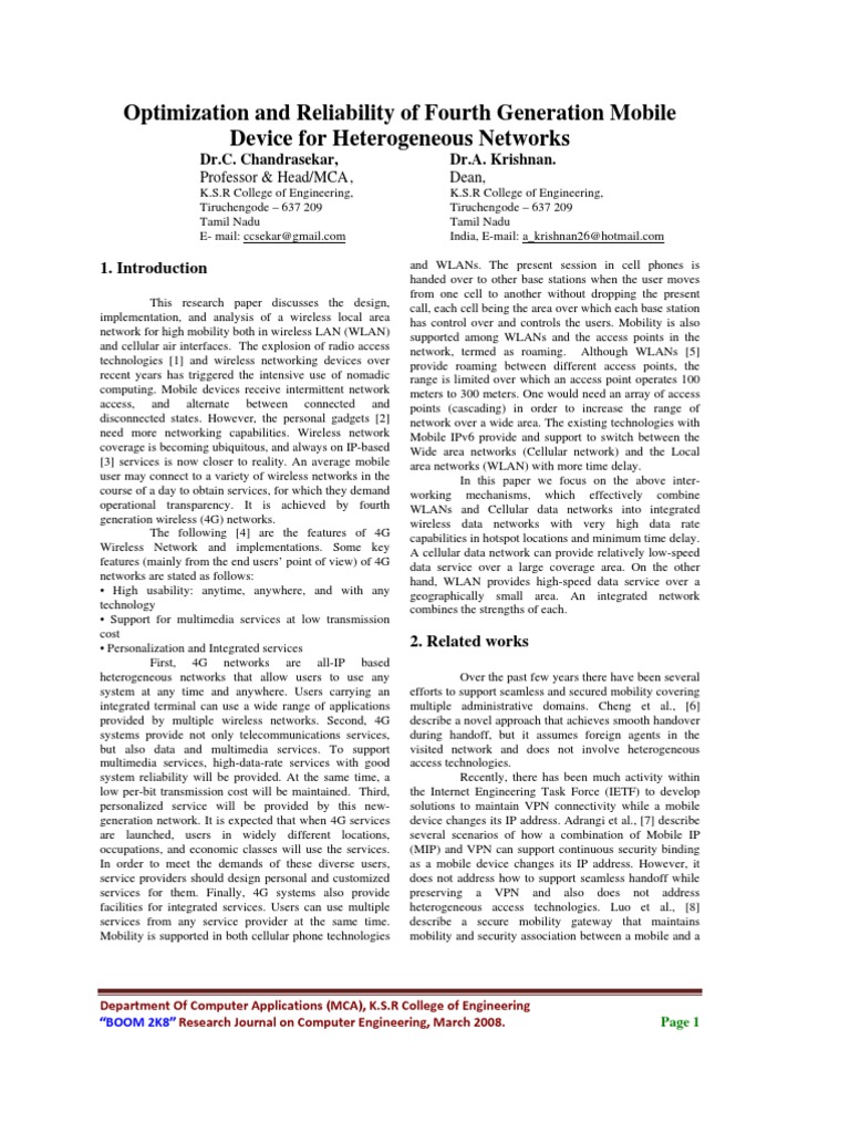 Optimization and Reliability of Fourth Generation Mobile Device For ...