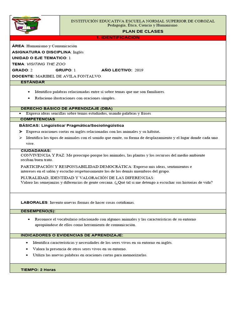 Ingles 14 Plan De Clases Pdf Estudios De Idiomas Extranjeros