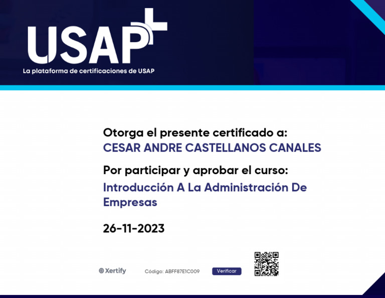 Certificado USAP PLUS | PDF | Finanzas y administración del dinero