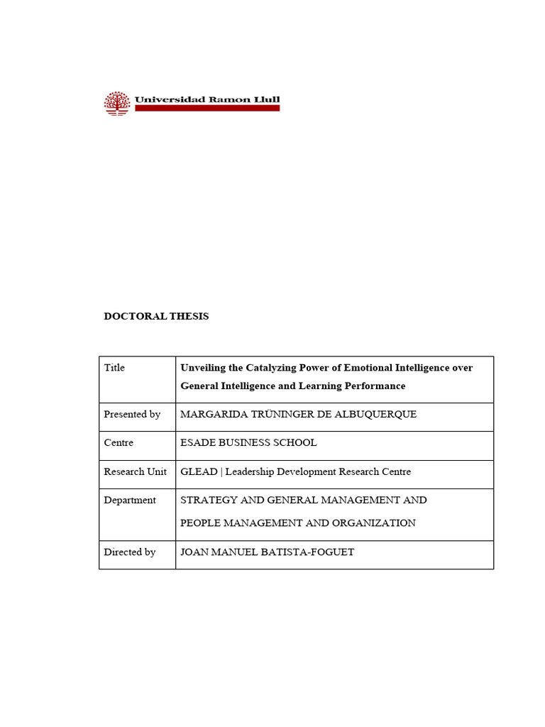 Tesi margarida truninger pdf emotional intelligence intelligence