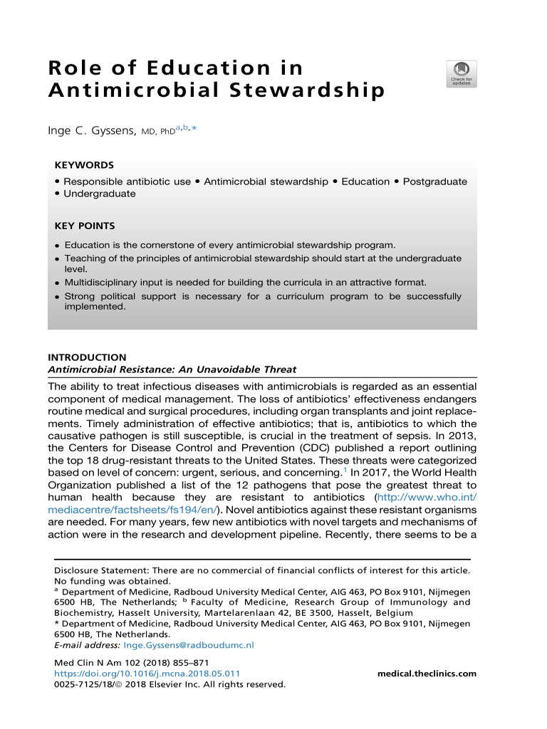 Role of Education in Antimicrobial Stewardship | PDF | Antimicrobial ...