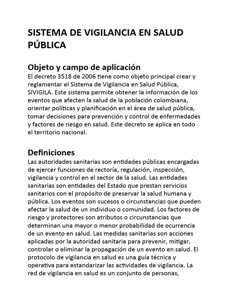 Sistema de Vigilancia en Salud Pública | PDF | Salud pública | Vigilancia