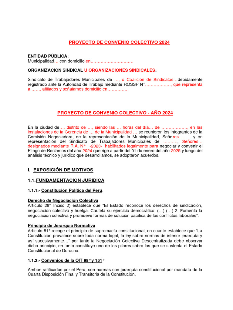 Proyecto de Convenio Colectivo 2024 | PDF | Salario | Derecho laboral