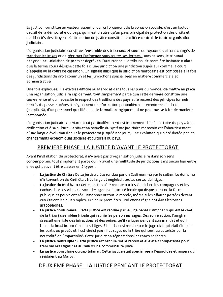 Organisation judiciaire au Maroc : évolution et enjeux | PDF | Justice ...
