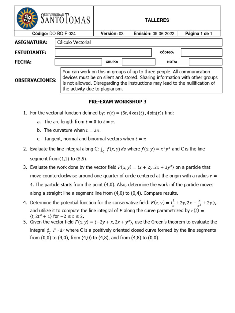 estudiantes-pre-exam-workshop-3-vector-calculus-2024-1-pdf-teaching